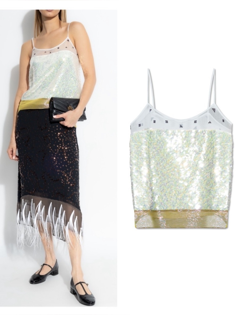 New Tory Burch Embellished Lamé Slip Top